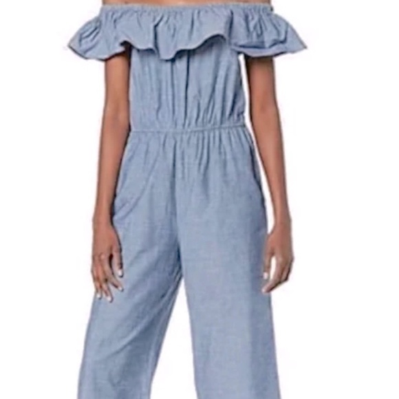 Vero Moda Pants - Vero Moda Off Shoulder Chambray Jumpsuit Size Medium